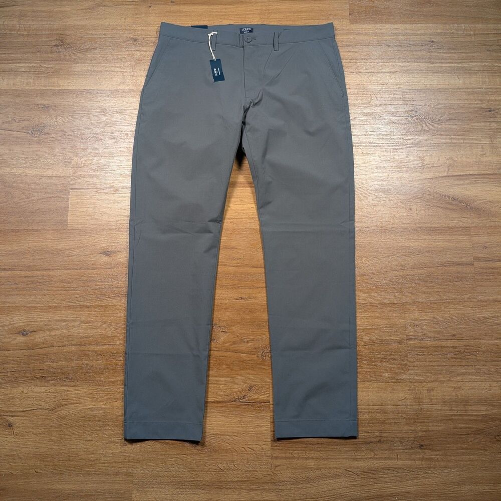 J Crew Tech Pants Mens 35x32 Gray Slim Chino Performance Golf Stretch NWT